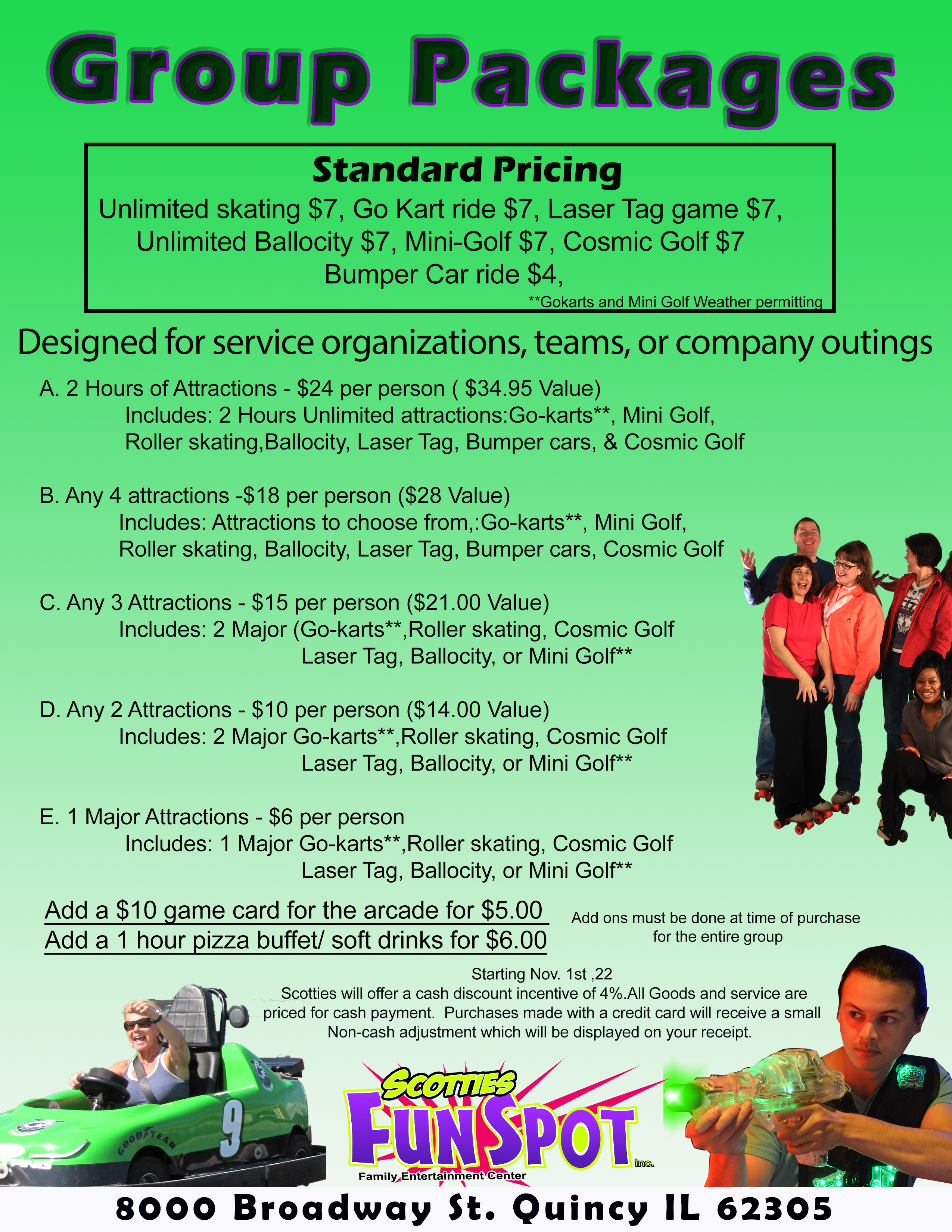 For service groups and company outings 