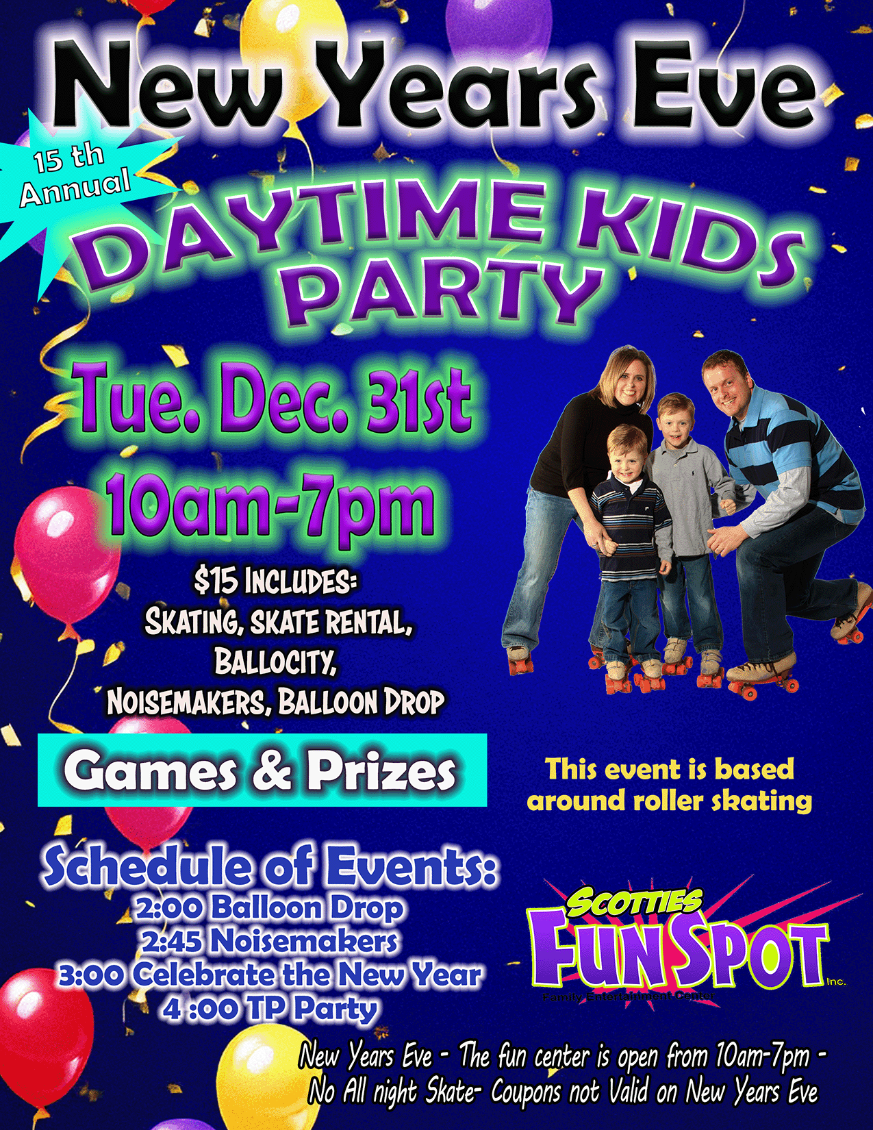 new years eve party at Scotties fun Spot